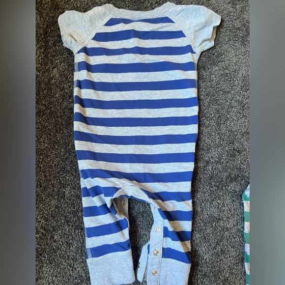 2 Hanna Andersson Baby Coveralls 6-12M Blue Green Stripes - Picture 5 of 6